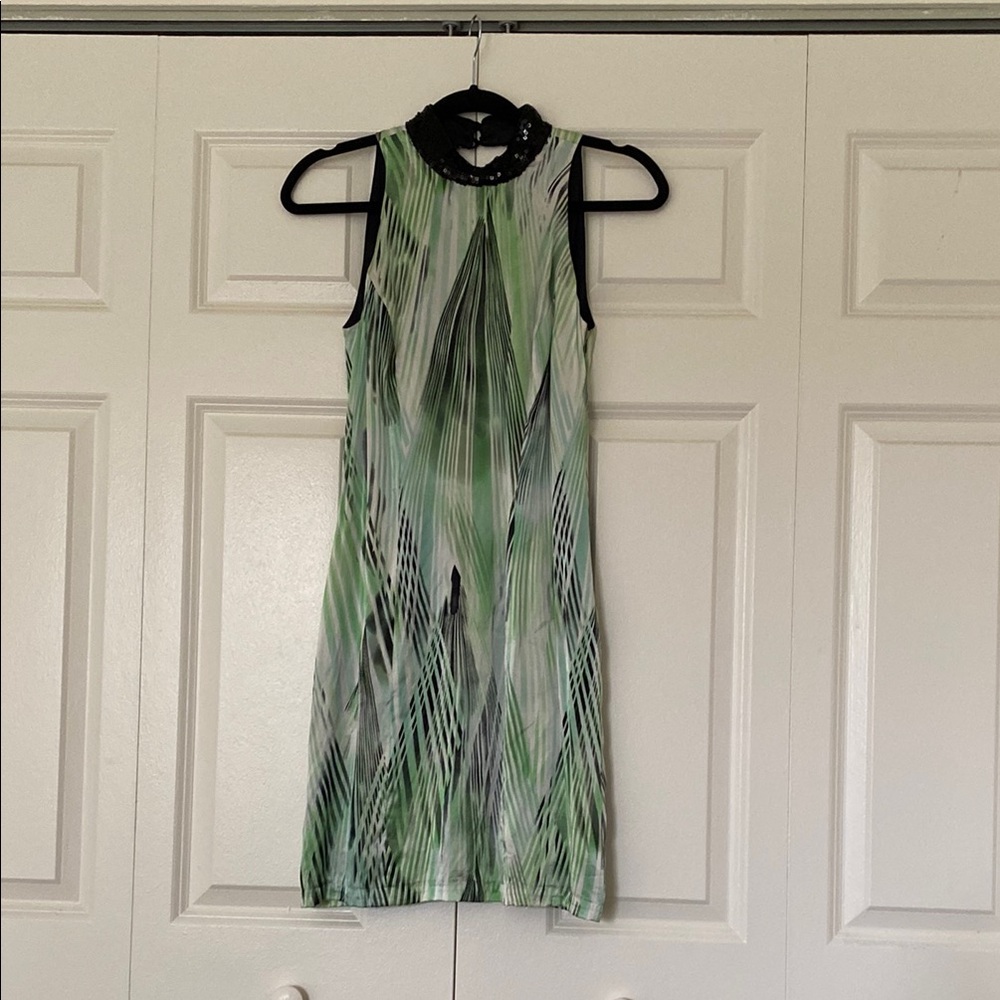Silk dress with sequins and open back, size 2